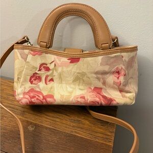 Fossil Floral Crossbody Bag - Tan and Pink